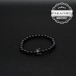 PULSERA ONIX 6MM CON CUENTA DE CORONA DE MICRO PAVE