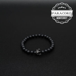 PULSERA ONIX MATE 6MM CON CUENTA DE CORONA DE MICRO PAVE