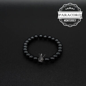 PULSERA ONIX 8MM CON CUENTA DE CORONA DE MICRO PAVE