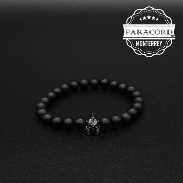 PULSERA ONIX MATE 8MM CON CUENTA DE CASCO ROMANO