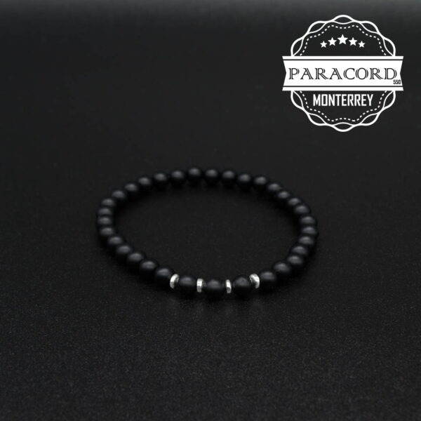 PULSERA ONIX MATE 6MM CON SEPARADORES DE ACERO INOX